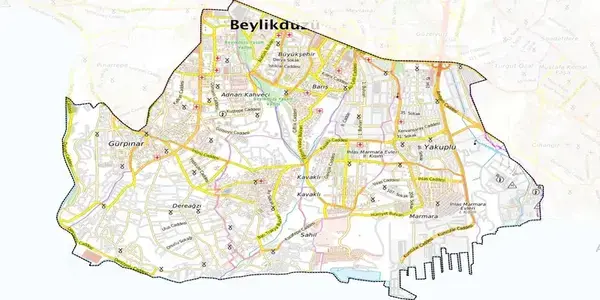 Beylikdüzü kurye, moto kurye, acil kurye hizmet bölgeleri haritası